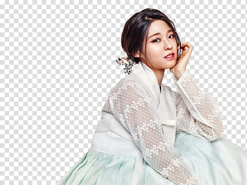 AOA Seol Hyun P, woman wearing white long-sleeved dress transparent background PNG clipart