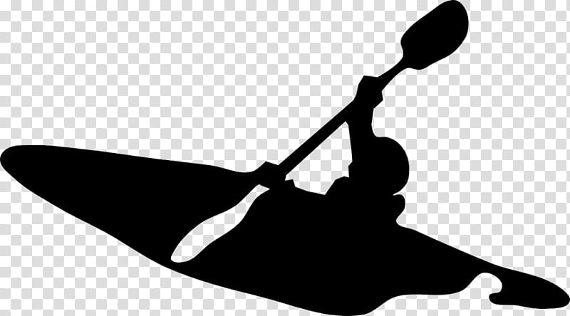 kayaking boating canoeing paddle silhouette, Blackandwhite, Canoe Sprint, Canoe Polo transparent background PNG clipart