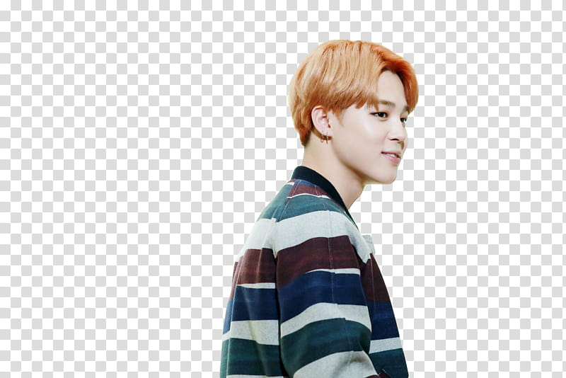 park jimin , man wearing white, brown, and blue striped tops transparent background PNG clipart