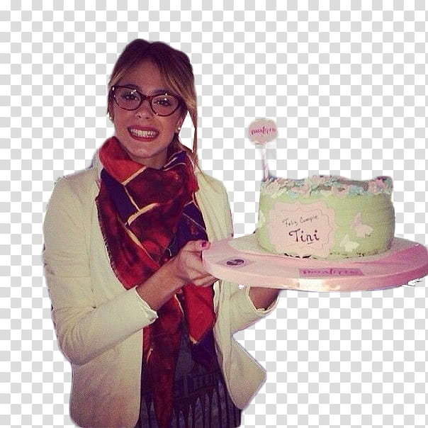 Martina Stoessel, woman holding fondant cake transparent background PNG clipart