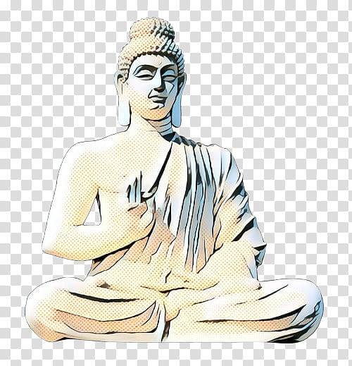 Retro, Pop Art, Vintage, Gautama Buddha, Buddharupa, Classical Sculpture, Sitting, White transparent background PNG clipart