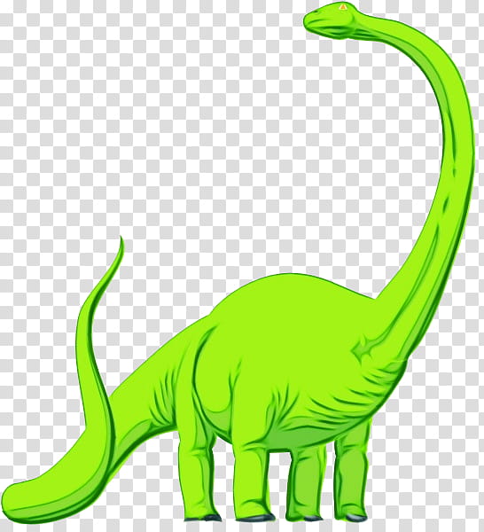 Dinosaur, Watercolor, Paint, Wet Ink, Green, Animal Figure, Grass, Tail transparent background PNG clipart
