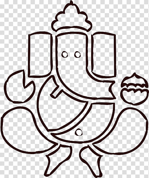 Ganesh Chaturthi Drawing, Ganesha, Hinduism, Elephant, Line Art, White, Coloring Book transparent background PNG clipart