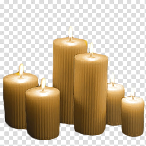 Velas Estilo Vintage, six brown lighted pillar candles transparent background PNG clipart