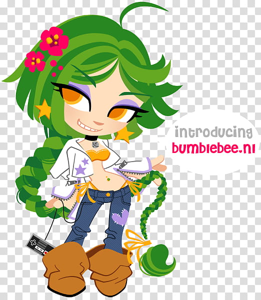 Introducing..., green haired female character illustration transparent background PNG clipart