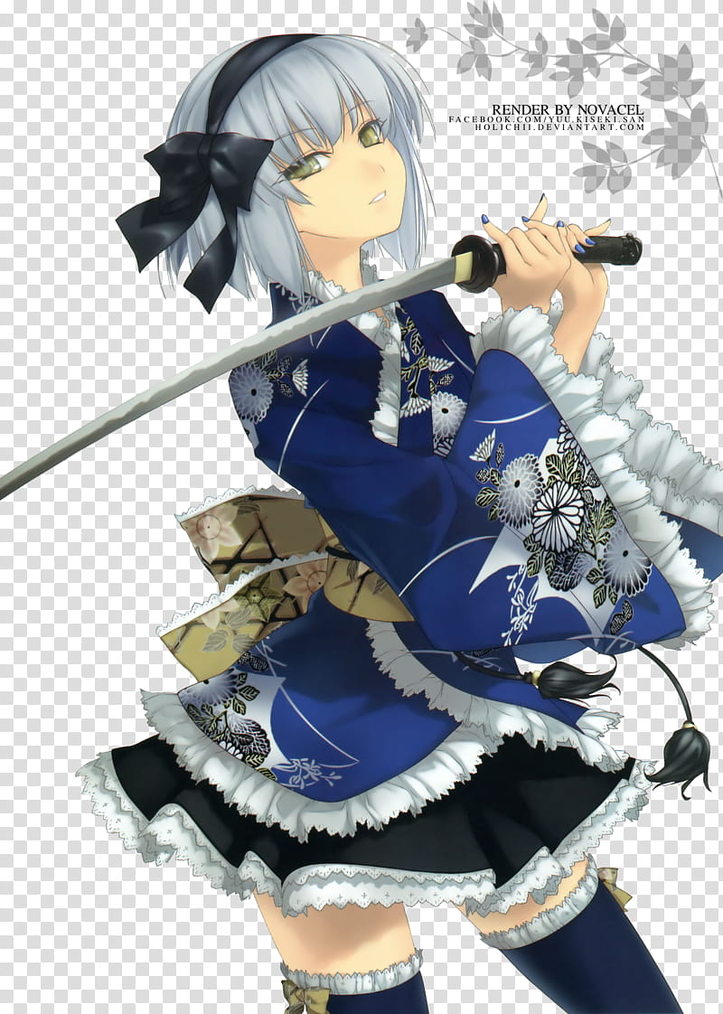 Render Touhou feat Konpaku Yomu, female anime character holding sword transparent background PNG clipart