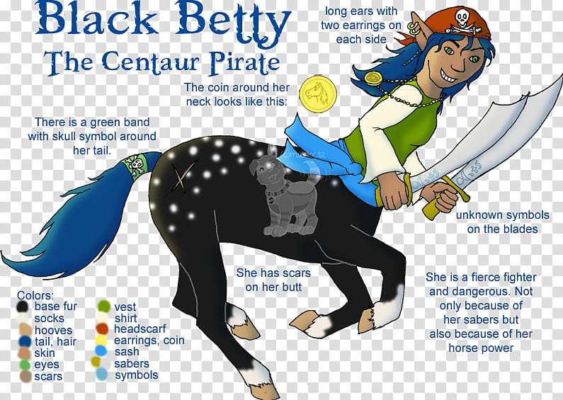 Adopt Black Betty the Centaur Pirate closed transparent background PNG clipart