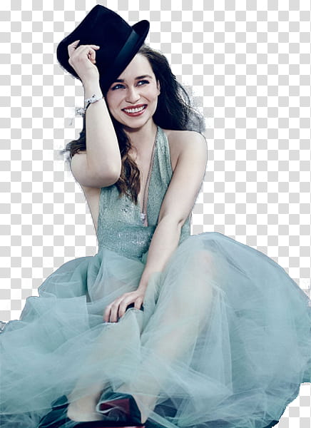 EmiliaClarke , sitting and smiling Emilia Clarke transparent background PNG clipart