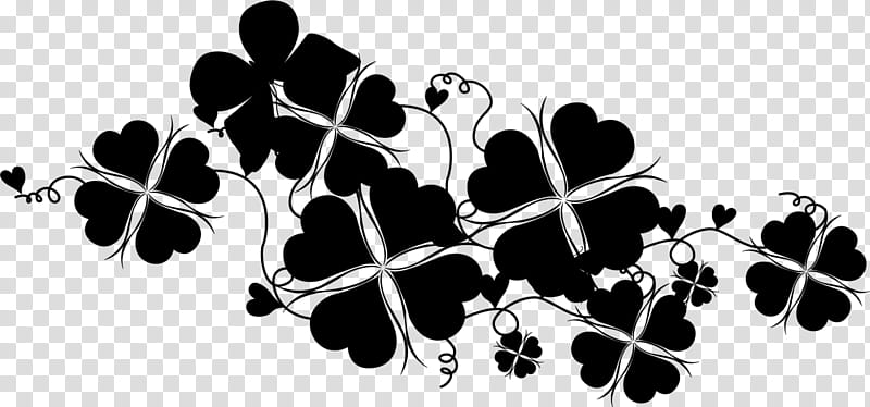 Leaf Symbol, Flower, Black M, Plant, Blackandwhite, Clover transparent background PNG clipart