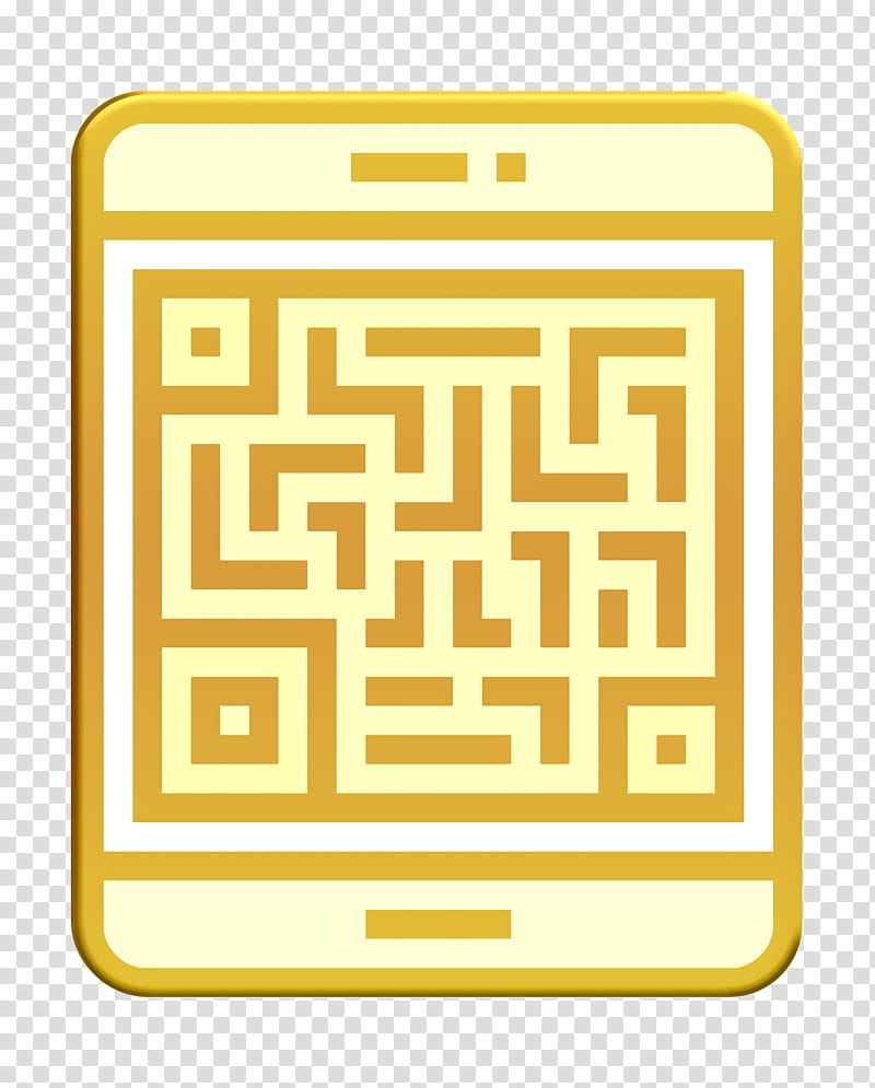 Qr code icon Digital Banking icon Qr code scan icon, Yellow, Line, Square, Rectangle, Toy, Labyrinth, Maze transparent background PNG clipart