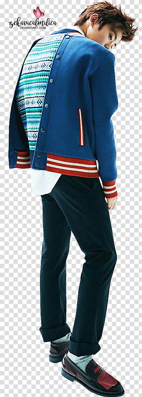 NCT Jaehyun Vogue, man wearing blue jacket transparent background PNG clipart