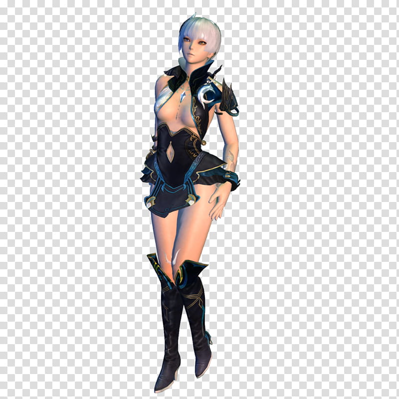 Laegrinna (default costume) from Deception IV, animated woman wearing black and gray dress transparent background PNG clipart