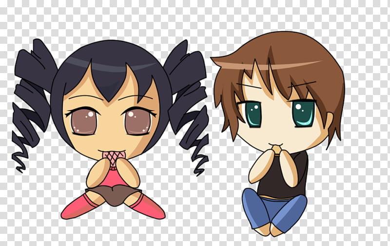 Chibi commission: Eating snack, anime characters transparent background PNG clipart