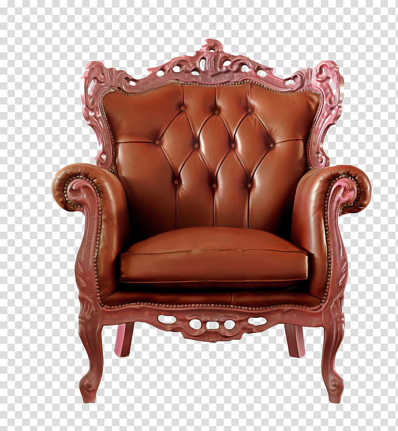 furniture chair club chair brown leather, Carving, Room, Antique, Couch transparent background PNG clipart