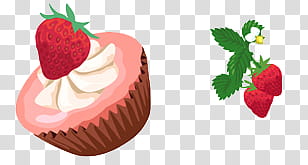 Watchers, strawberry cupcake and strawberry transparent background PNG clipart