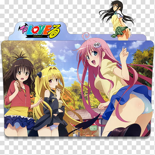 Anime Summer Season Icon , To Love-Ru; Trouble, Darkness nd, v, five anime  characters poster transparent background PNG clipart