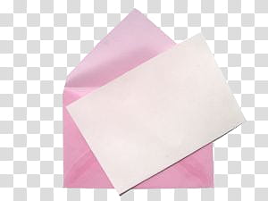 , white paper on top of pink mailing envelope transparent background PNG clipart