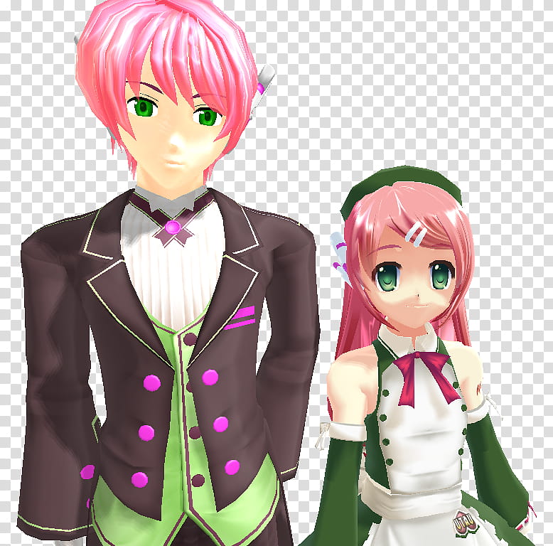 Momo Momone and Momotarou, two female and male anime characters transparent background PNG clipart