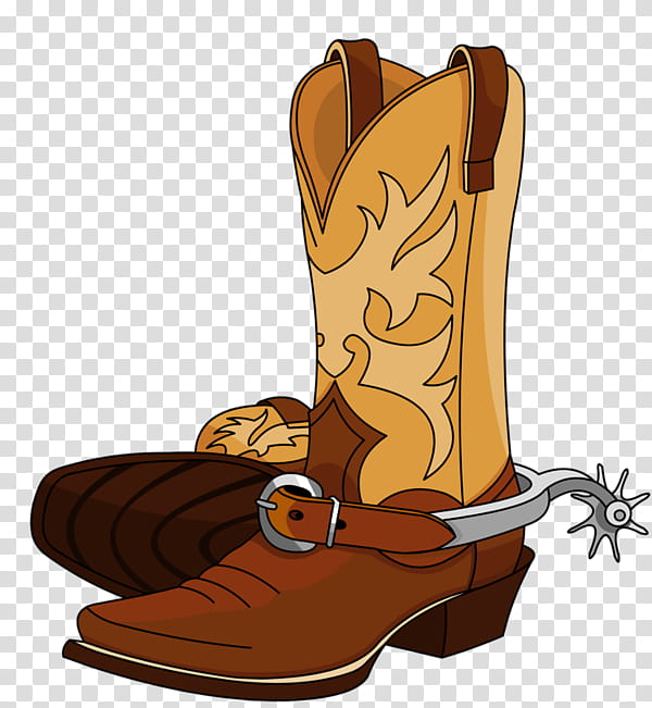 Cowboy Hat, American Frontier, Cowboy Boot, Spur, Western, Kneehigh Boot, Footwear, Brown transparent background PNG clipart