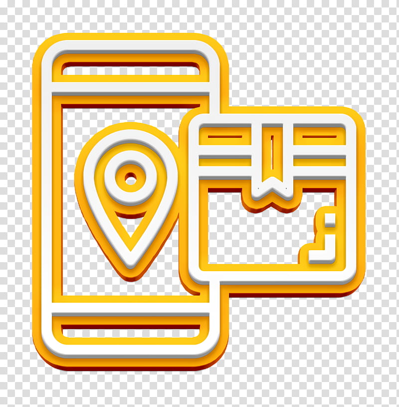 Logistic icon Smartphone icon Shipment icon, Line, Yellow, Text, Symbol, Rectangle transparent background PNG clipart