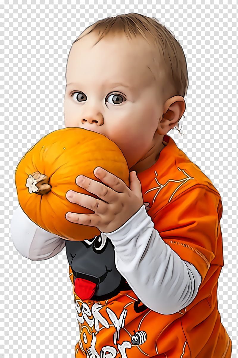 Orange, Child, Calabaza, Toddler, Winter Squash, Pumpkin, Fruit, Plant transparent background PNG clipart