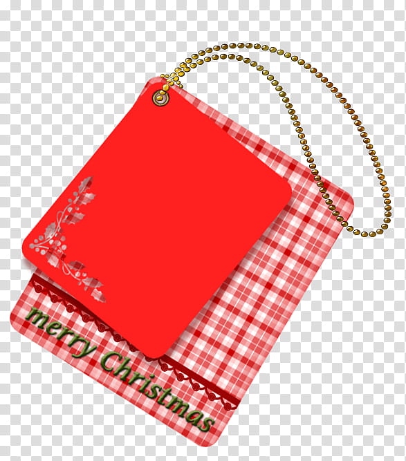 Christmas tags, red and white plaid keychain transparent background PNG clipart
