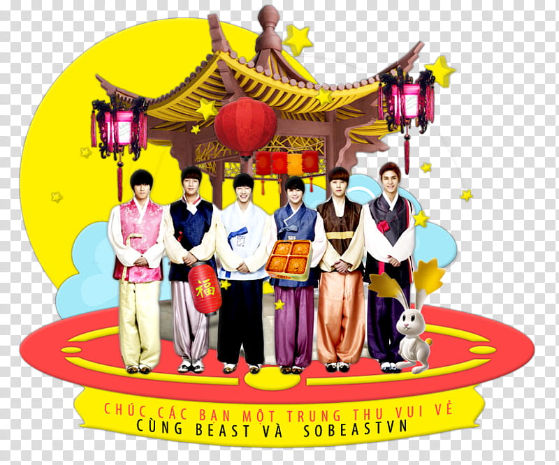 Sobeastvn&#;s Chuseok banner, group of men in korean costumes transparent background PNG clipart