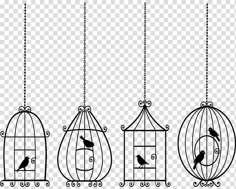 four black birdcages illustration transparent background PNG clipart