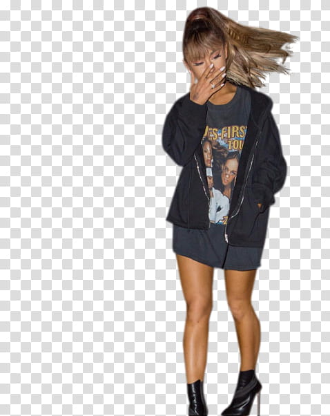 Ariana Grande, woman covering face with hand while standing transparent background PNG clipart