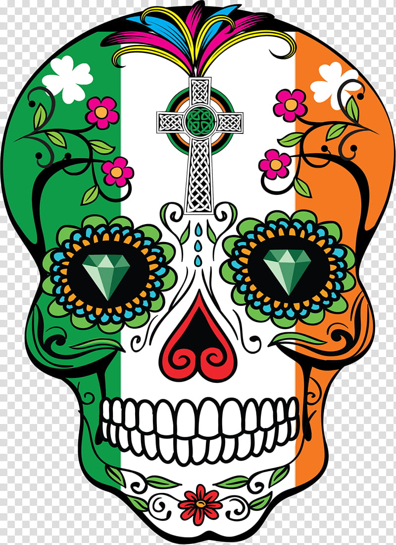 Day Of The Dead Skull, Calavera, Flag, Drawing, Flag Of Ireland, Flag Of Australia, Skeleton, Flags Of The World transparent background PNG clipart