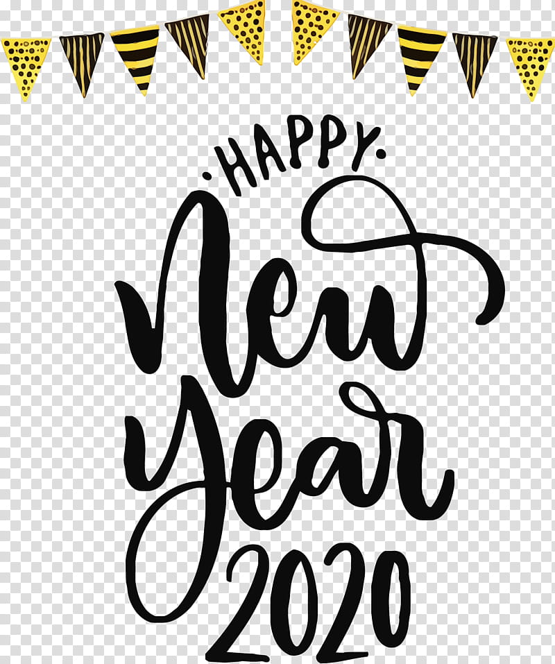 font text calligraphy logo, Happy New Year 2020, New Years 2020, Watercolor, Paint, Wet Ink transparent background PNG clipart