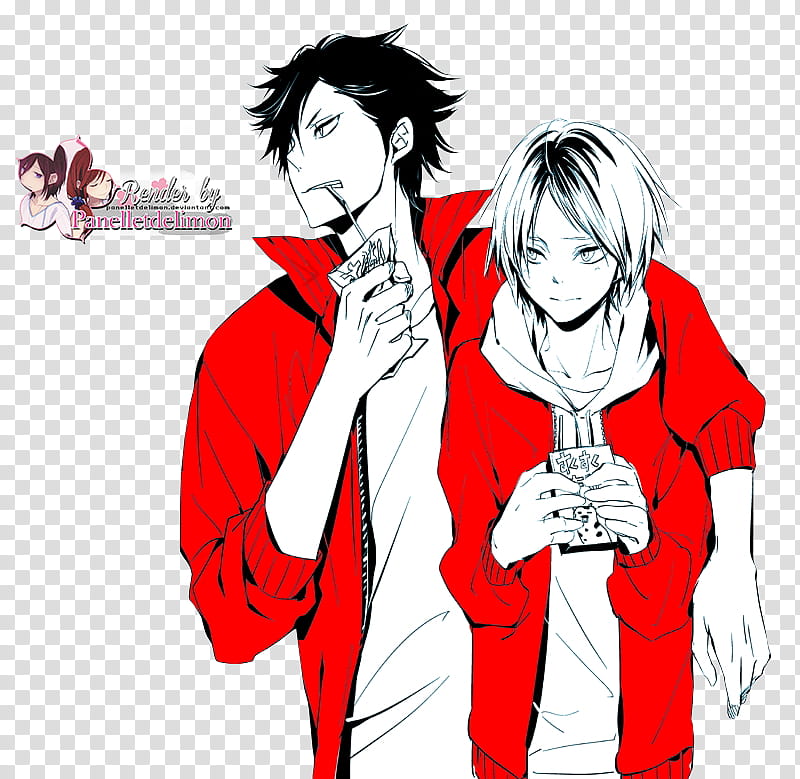 Render Haikyuu Kuroo and Kenma, two male anime characters transparent background PNG clipart