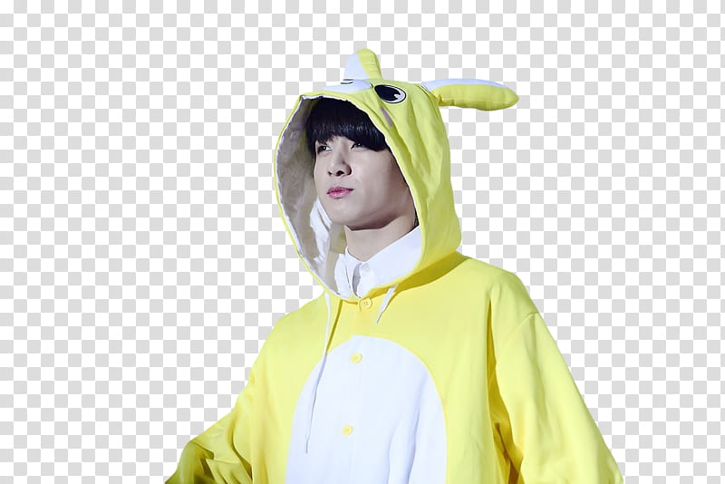 JUNGKOOK BTS, yellow and white onesie transparent background PNG clipart