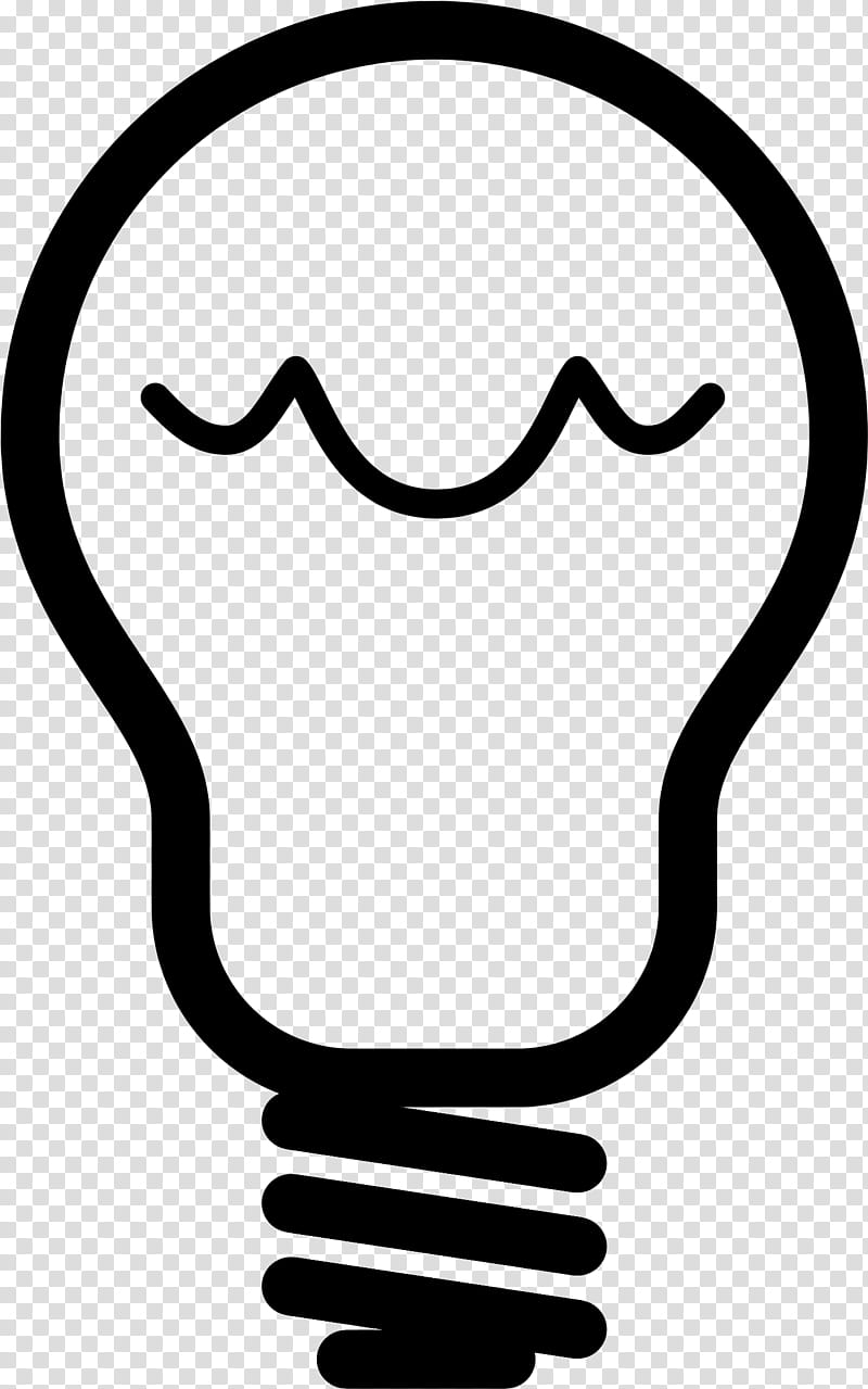 Light Bulb, Incandescent Light Bulb, Drawing, Line Art, Head, Nose, Blackandwhite, Mouth transparent background PNG clipart