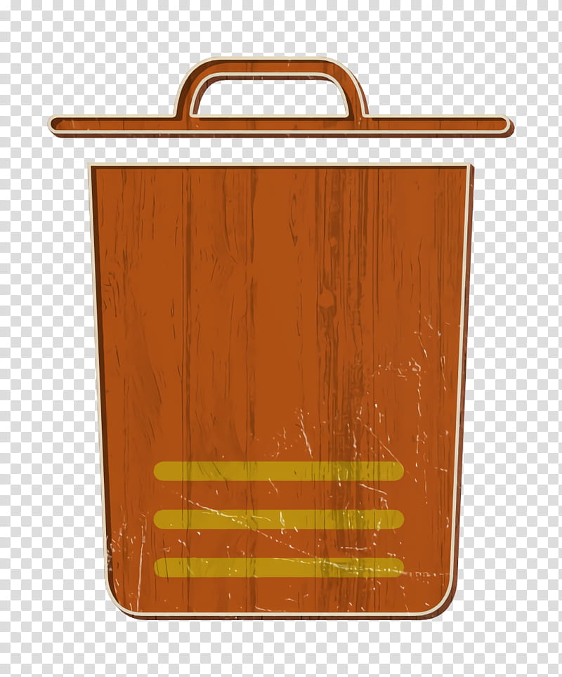 Essential icon Trash icon, Orange, Wood, Suitcase, Metal transparent background PNG clipart