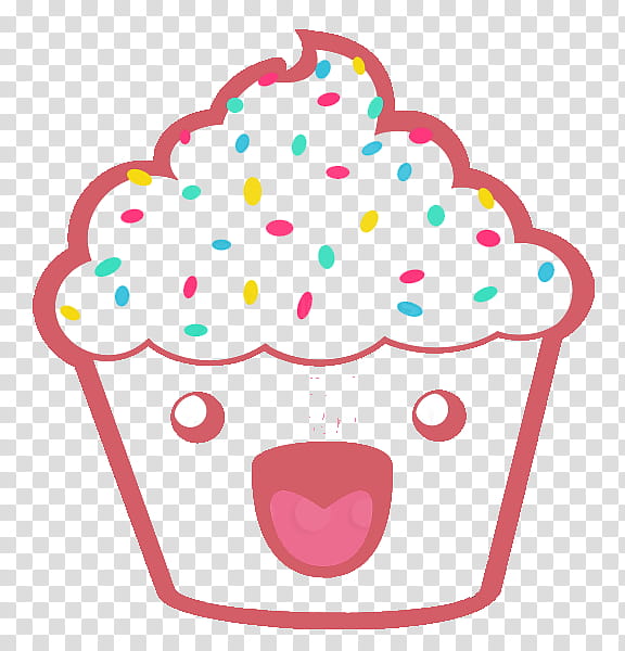 white and pink cupcake with sprinkles transparent background PNG clipart