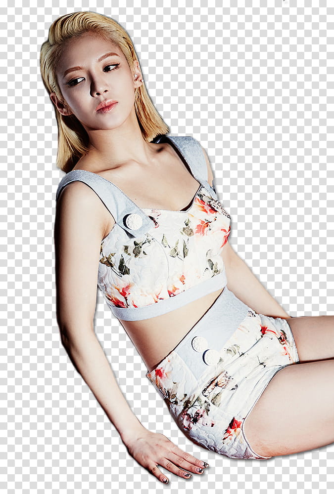 Girls Generation SNSD You Think, Hyoyeon Lion Heart wearing multicolored tank crop-top transparent background PNG clipart