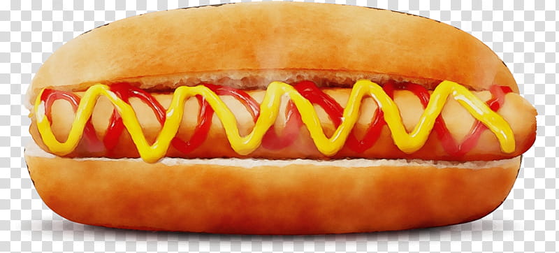Junk Food, Watercolor, Paint, Wet Ink, Hot Dog, Hamburger, Corn Dog, Mustard transparent background PNG clipart