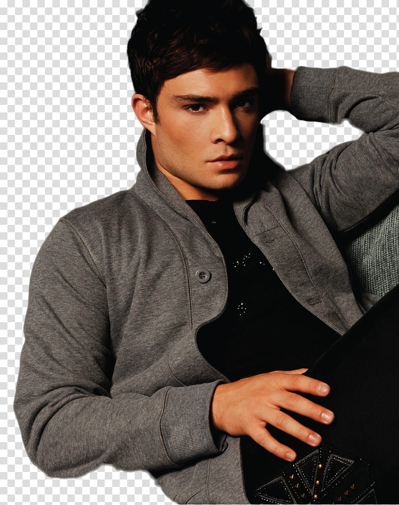 Ed Westwick, man wearing gray jacket transparent background PNG clipart