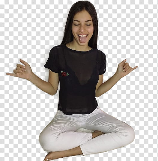Mava Gomez, woman wearing black shirt and white pants transparent background PNG clipart