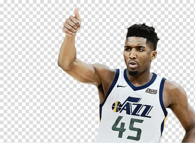 Donovan Mitchell Utah Jazz Basketball NBA Philadelphia 76ers, Watercolor, Paint, Wet Ink, Basketball Player, Sports, NBA Rookie Of The Year Award, Jersey transparent background PNG clipart