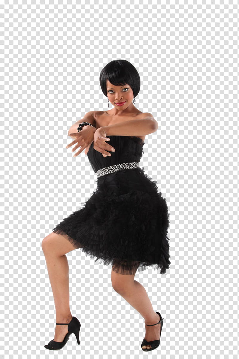 , woman in black dress dancing transparent background PNG clipart