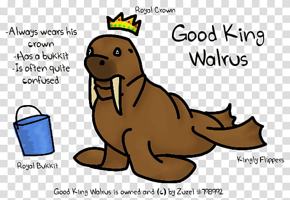 Good King Walrus, brown walrus transparent background PNG clipart