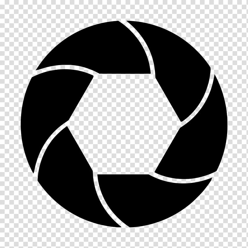 Camera Lens Logo, graphic Film, Shutter, White, Black, Soccer Ball, Football, Circle transparent background PNG clipart