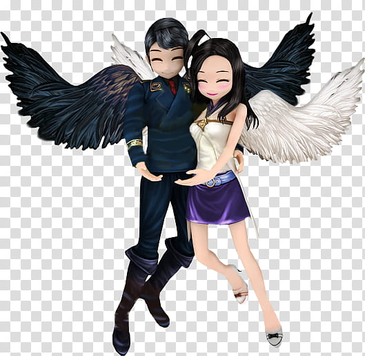 Audition Online Renders, man and woman with wings characters transparent background PNG clipart