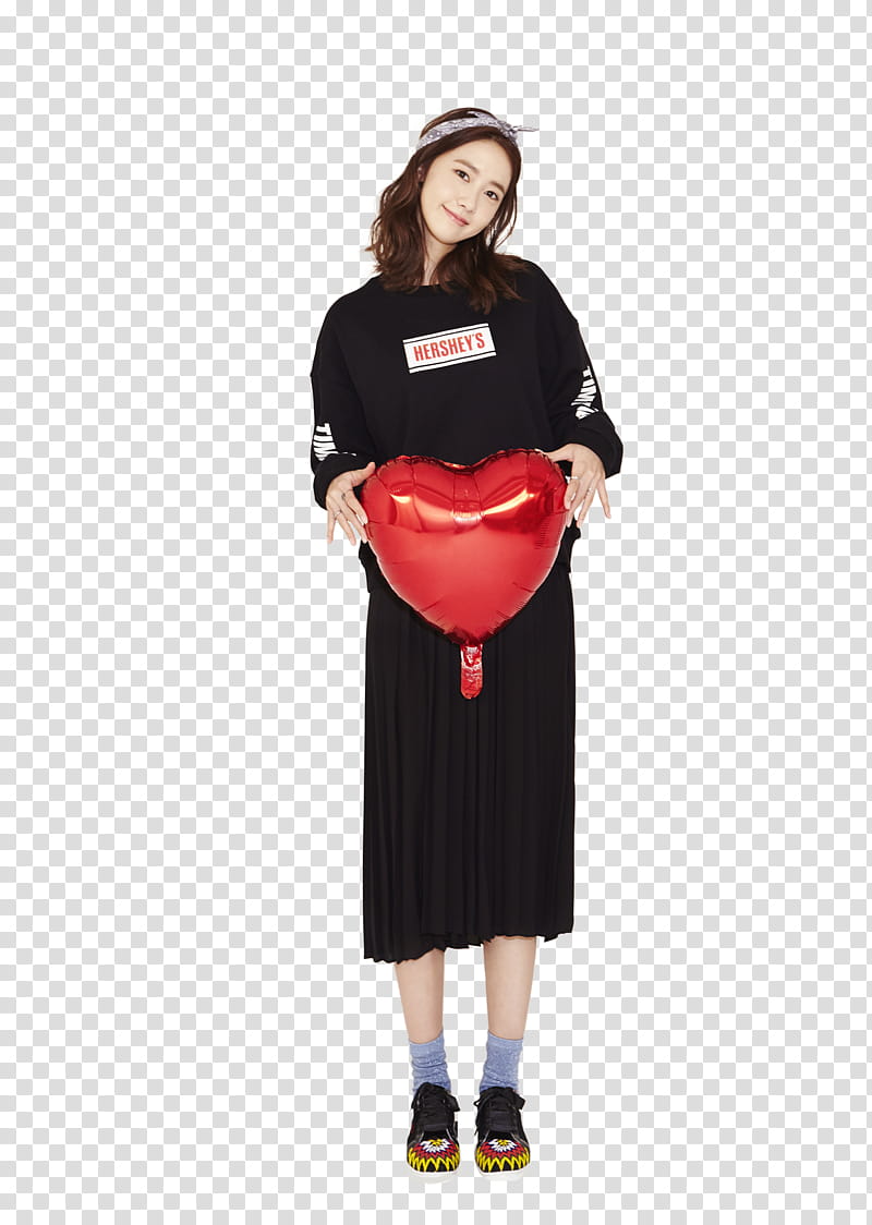 SNSD Yoona H Connect, woman holding heart shape balloon transparent background PNG clipart
