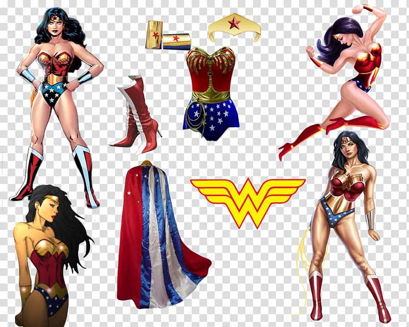 WW, Wonder Woman costume illustration transparent background PNG clipart