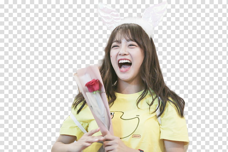 RENDER  S SEJEONG, laughing woman holding rose transparent background PNG clipart