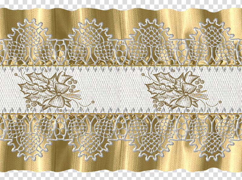 Christmas ribbons, white and gold floral lace transparent background PNG clipart