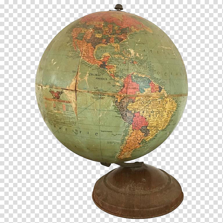 Antiquities, steady green and brown desk globe transparent background PNG clipart